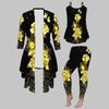 Plus Size Floral Print 3 Piece Outfit, Long Sleeve Open Front Cardigan Cami Top Leggings Set for Women