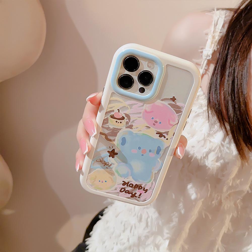 

iPhone 16 Case: Cute Pink Blue Graffiti Dog Bracelet for Apple 17, 14 Pro Max, 15 & 12 Models 12/12 Pro