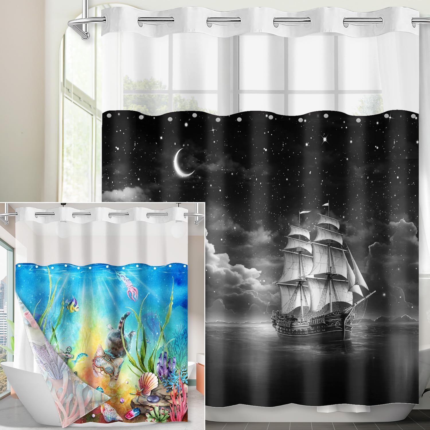 

White Watercolor Flowers Shower Curtain, Natural Colorful Floral Boho Shower Curtains For Bathroom Decor, Waterproof Fabric W60H190(CM)-1 Pcs