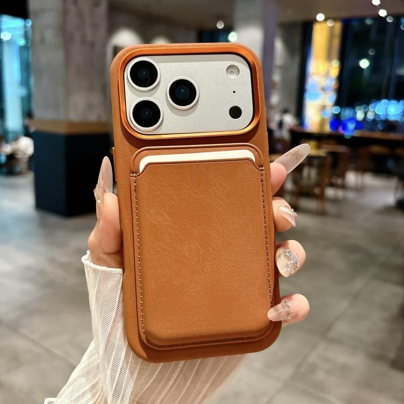 Magnetyczne Skórzane Etui na Telefon iPhone 18 Pro Max 17 16 15 14 13 Odporne na Wstrząsy Pokrowiec Ochronny na Obiektyw