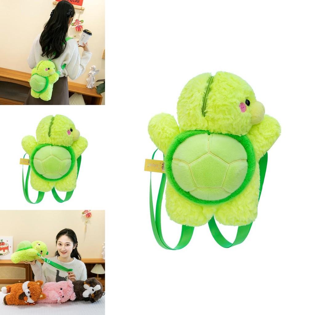 Animal Plush Backpack Puppy Piglet Kids Double Shoulder Bag With Detachable Zipper For Children