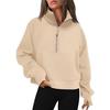 Felpa HNXC da Donna Autunno e Inverno, Mezza Zip, Collo Alto Corto, Monocolore, con Pile