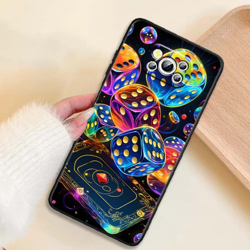 Creative poker card patterns For Xiaomi Mi Poco F3 F4 F5 F6 X3 X4 X5 X6 X7 M3 M4 M5 M6 M7 GT Pro 5G Black Phone Case