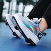 Boys /Youth Roller Skates Shoes Removable Flat Shoes Tow Wheels Girls Roller Skates Sneakers for Kids
