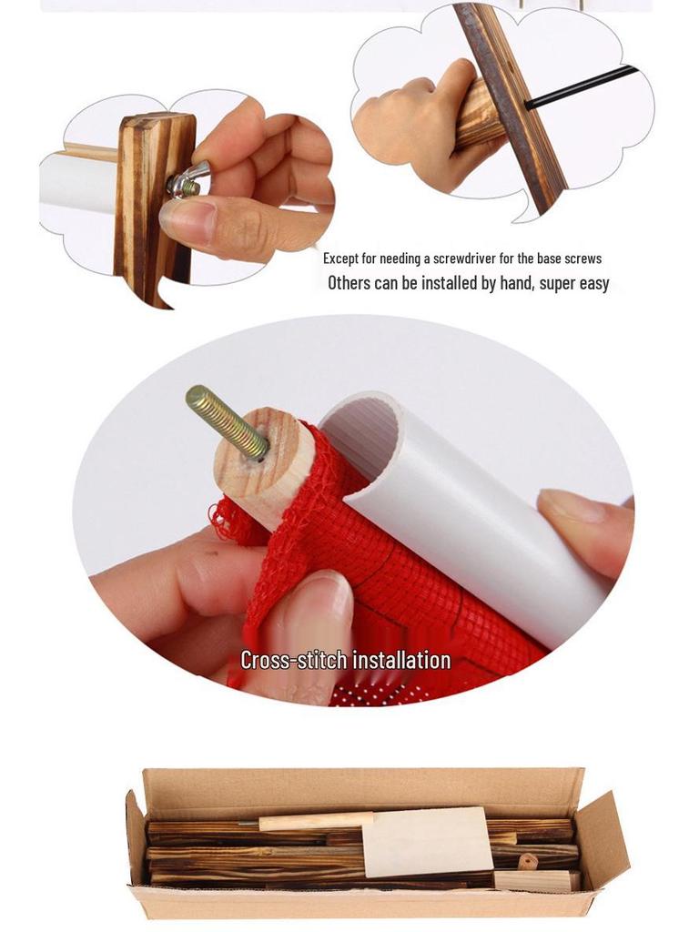 Adjustable Wooden Embroidery Hoop Stand for Cross-Stitch Crafting