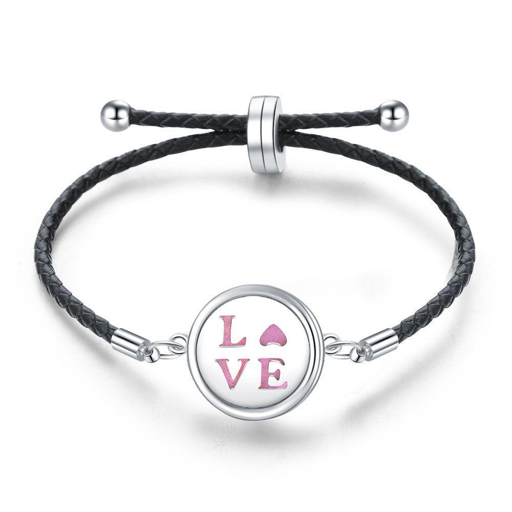 Women's Adjustable Braided Leather Aroma Diffuser Tree of Life Bracelet