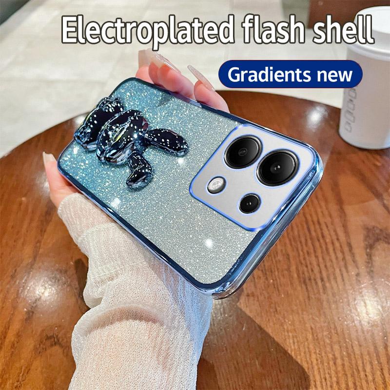 For Xiaomi Redmi Note 13 Pro 4G/Poco M6 Pro 4G Case PC+TPU Phone Cover Glitter Cartoon Rabbit