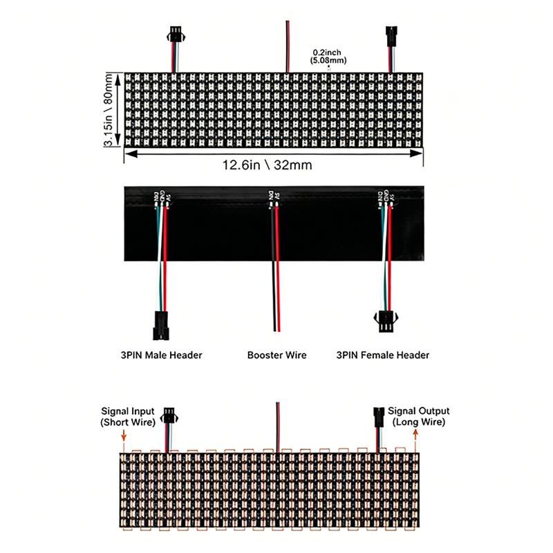 WS2812B Waterproof Smart Pixel LED Matrix Panel 5V 8x8 16x16 8x32 Digital Screen for Outdoor Event Decor