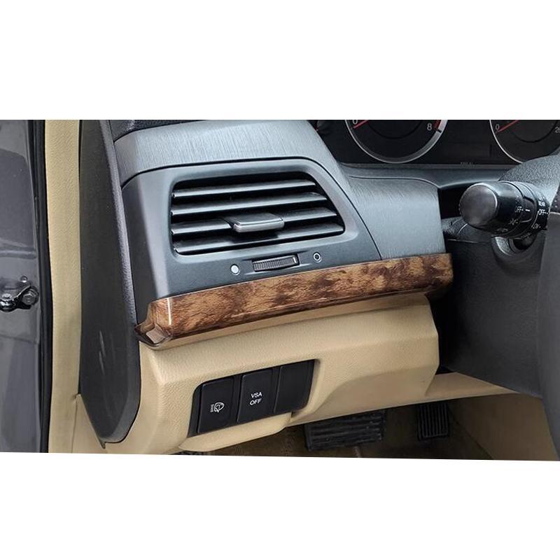 Car Dark Brown Wood Grain Central Console Trument Strip Trim Kit Fit For Honda Accord 2008-2013