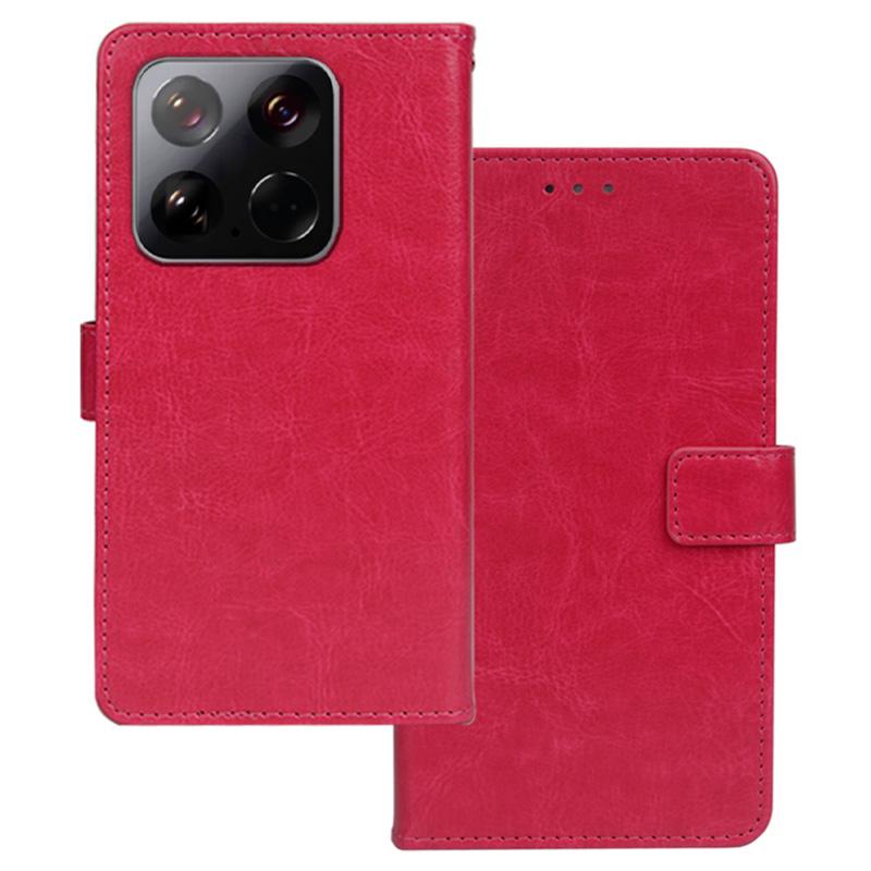 

IDEWEI For Xiaomi 15 Case Card Slots Holder Leather Phone Cover Crazy Horse Texture Rose