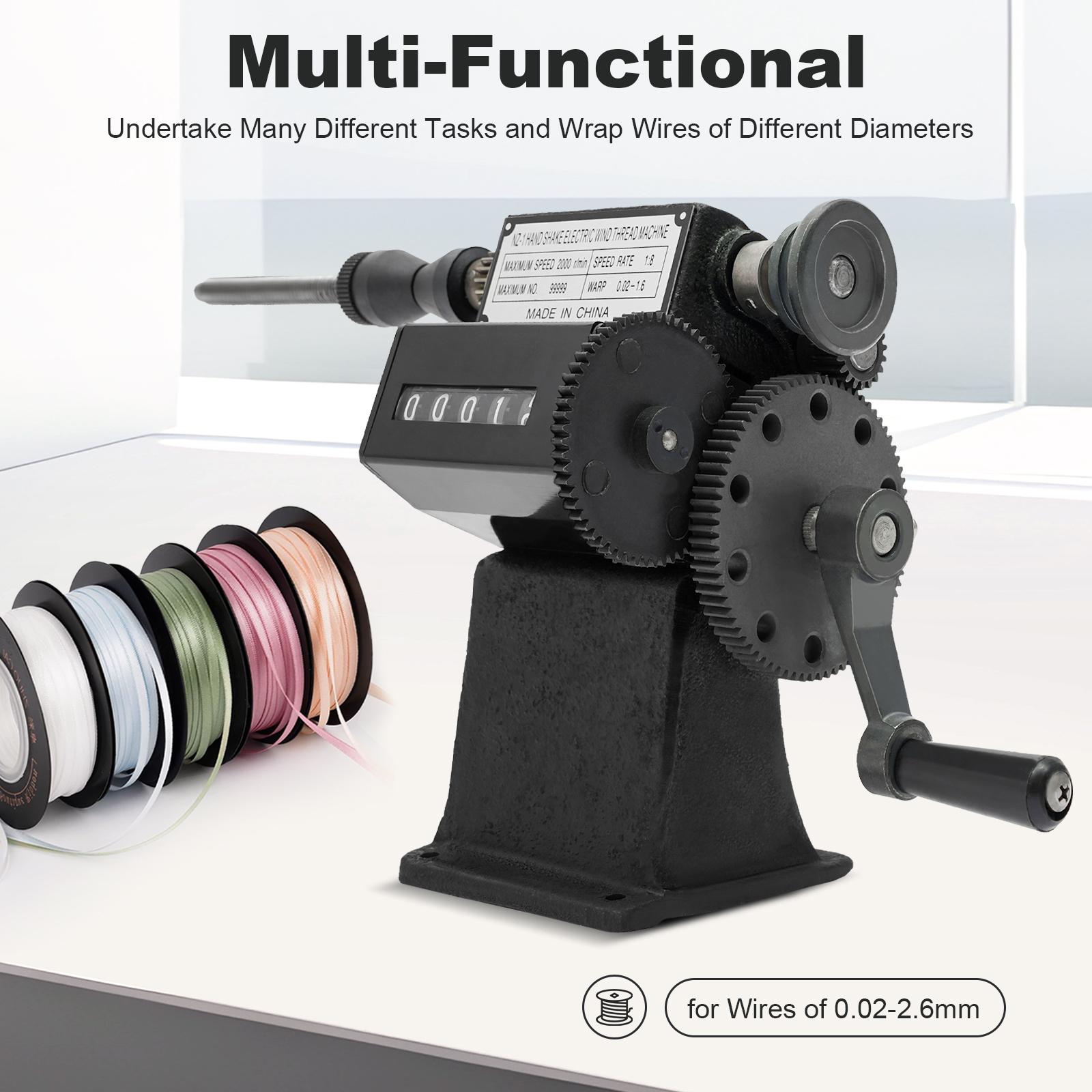 Macchina avvolgitrice manuale per bobine, Avvolgitore manuale per bobine, Manuale a mano a doppio scopo, Intervallo di conteggio bobine 0-99999 nero