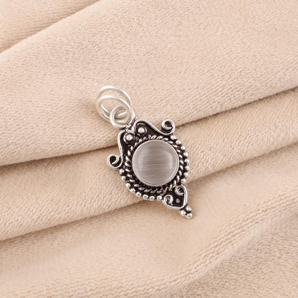 Natural Selenite Gemstone 925 Sterling Silver Jewelry Handmade Beautiful Pendant PP-39-49