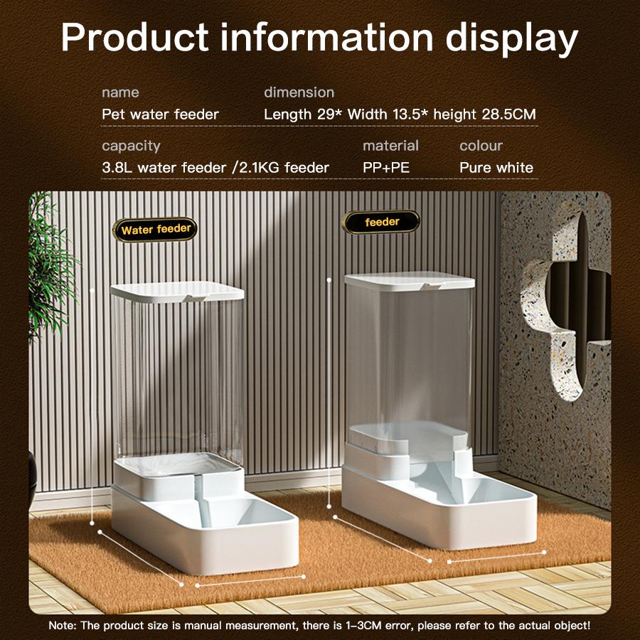 Large Capacity Automatic Gravity Pet Feeder and Water Dispenser Dual Bowl Leak Proof for Cats Dogs Home Travel Feeding Station