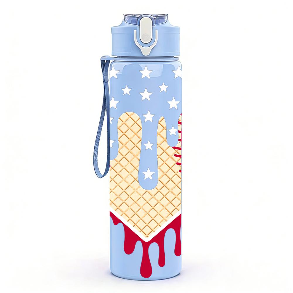 1PC Dripping Baseball Stitch Artwork 750ml Color Plastic Water Bottle Leakproof Flip Straw Lid For Sports Office Home Use