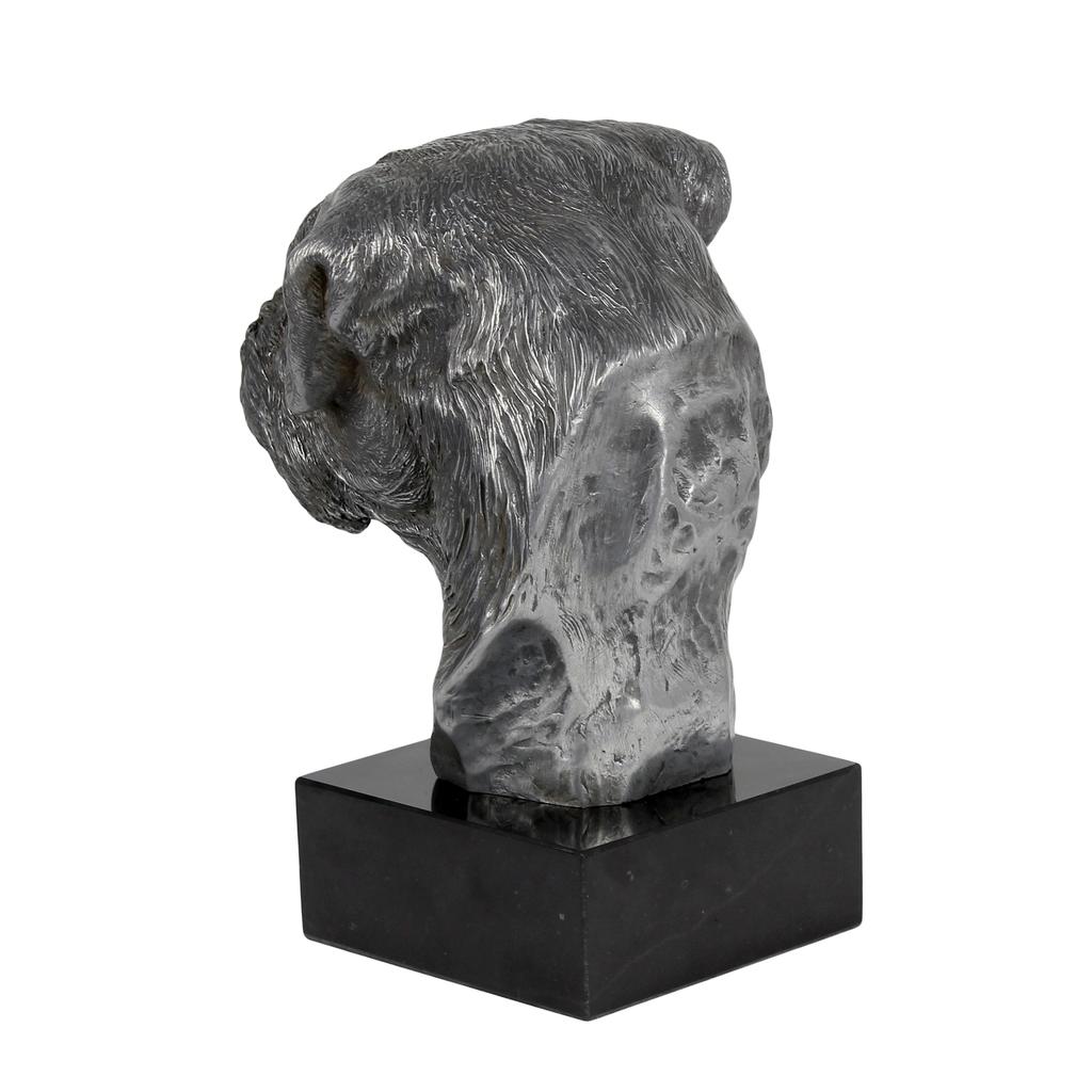 Border Terrier - Figur auf Marmor, mit silbernem Metall überzogen, handgefertigt, Marke Art-Dog