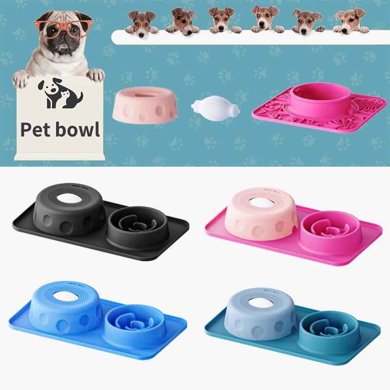 New Design Silicone Dog Slow Feeder Liquid Treats Bowl with Lick Ball Interactive Large Capacity Non-Slip Pet Feeding Bowl Mat