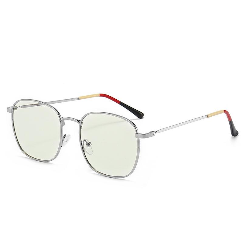 Fashion Anti-Blue Light Color-Changing Glasses, Men'S And Women'S New Metal Tide Glasses Frames, Men'S And Women'S Retro Color-Changing Flat Glasses
