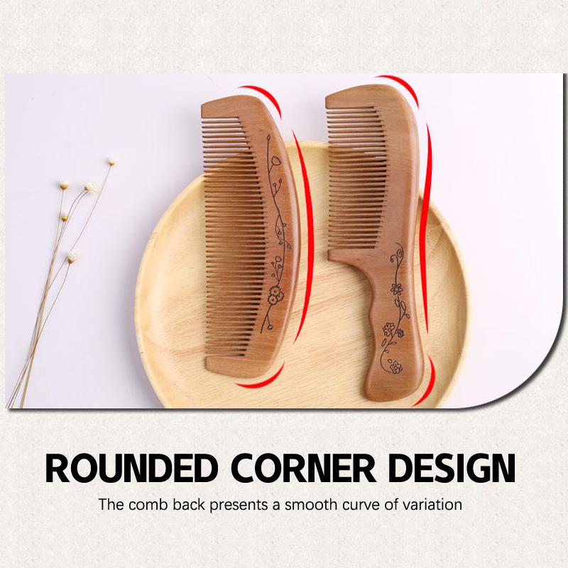 New Anti-Static Handcrafted Natural Peach Wood Hair Comb Head Massage Sandalwood Comb Hair Care Diy Styling Tool