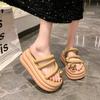 Fashion Outdoors Women Clip Toe Chunky Platform Sandals High Heels Gladiator Slippers Woman Trendy Summer Beach Leisure Flip Flops 7CM