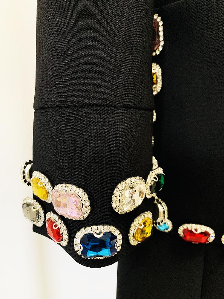 High-End Strass- und Edelstein-Perlen-Langarmkleid - Mode Frühjahr 2026