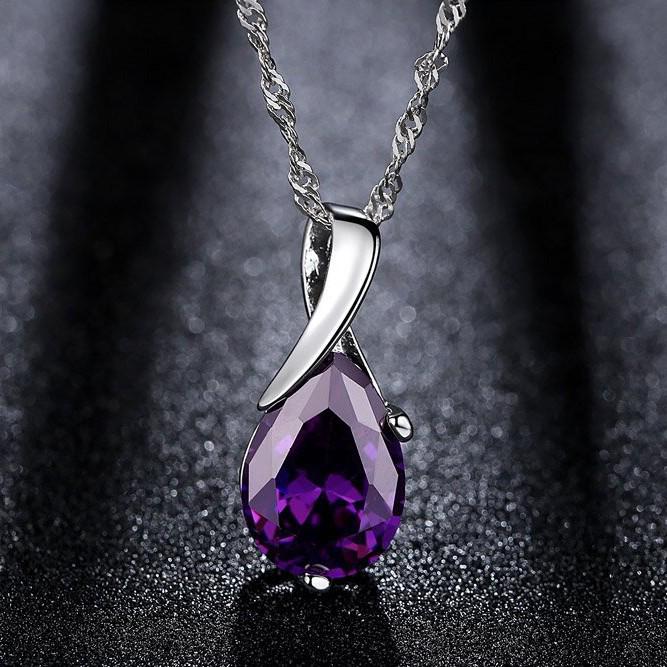 Korean Fashion Amethyst Teardrop Necklace for Women - Angel's Tears Pendant Hot Selling Jewelry