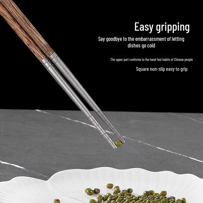 Ruhan Wenge Wood Titanium Alloy Chopsticks Set