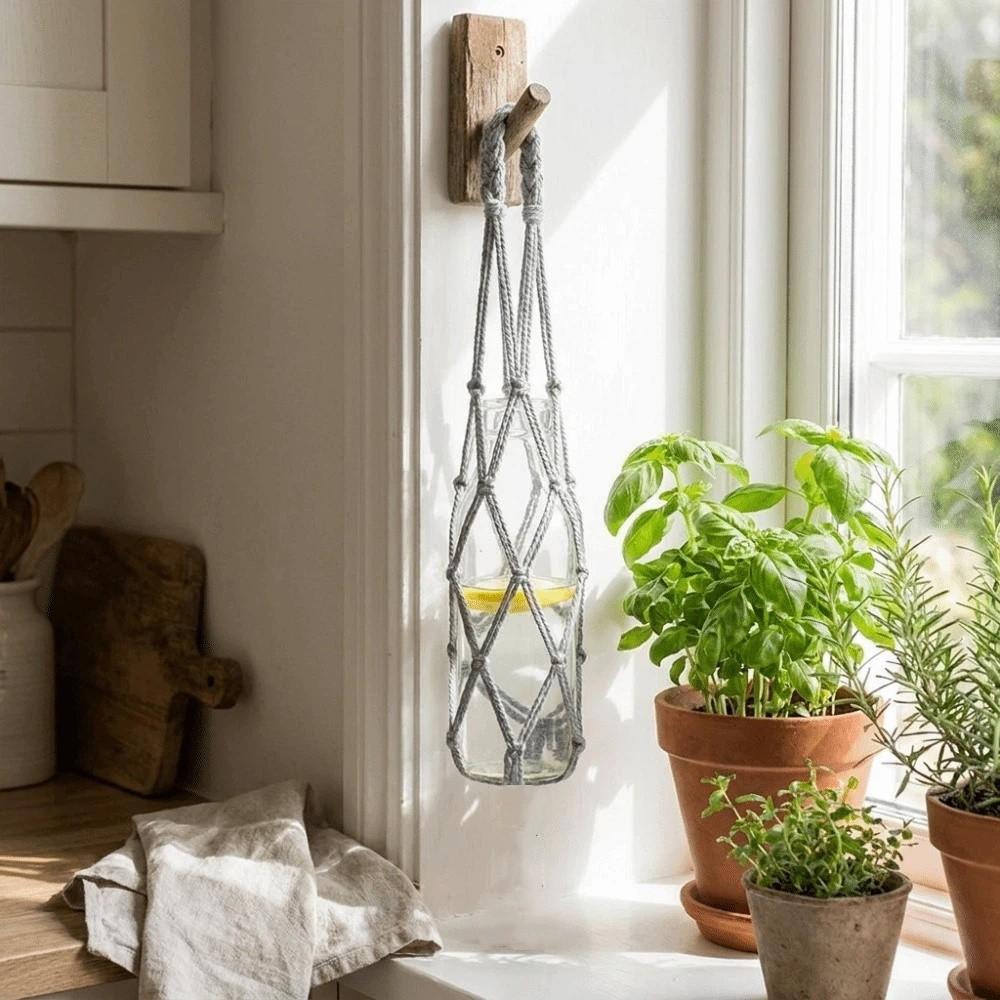 Woven Net Bottle Mugs Storage Bag Foldable Portable Cups Holder Coffee Cup Mesh Bag Camping