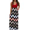 Womens Striped Long Boho Dress Lady Beach Summer Sundrss Maxi Dress Plus Size