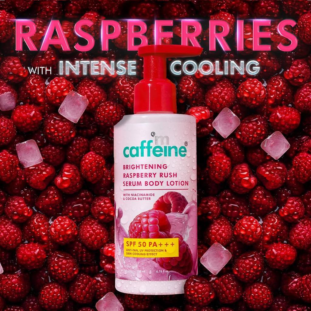 mCaffeine Brightening SPF 50 PA+++ Body Sunscreen Lotion 200ml | Instant Cooling & De-Tan with Vitamin C & Niacinamide | Deep Hydrating Moisturizer fo