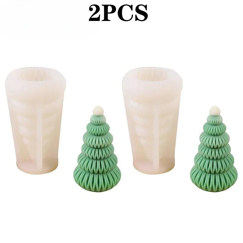 1-4PCS Christmas Tree Silicone Mold 3D Candle Molds for Making Tree Shaped Epoxy Resin DIY Wax Candles Gift Decor
