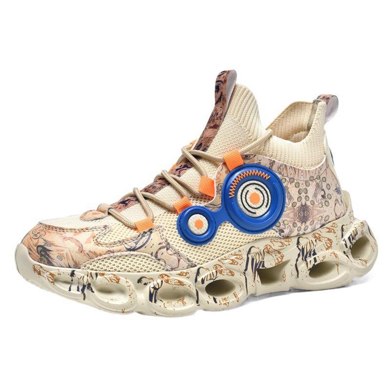 Buty sportowe Duży rozmiar męskie casualowe buty sportowe Latająca dzianina wysokie cholewki oddychające do biegania trend wszechstronne