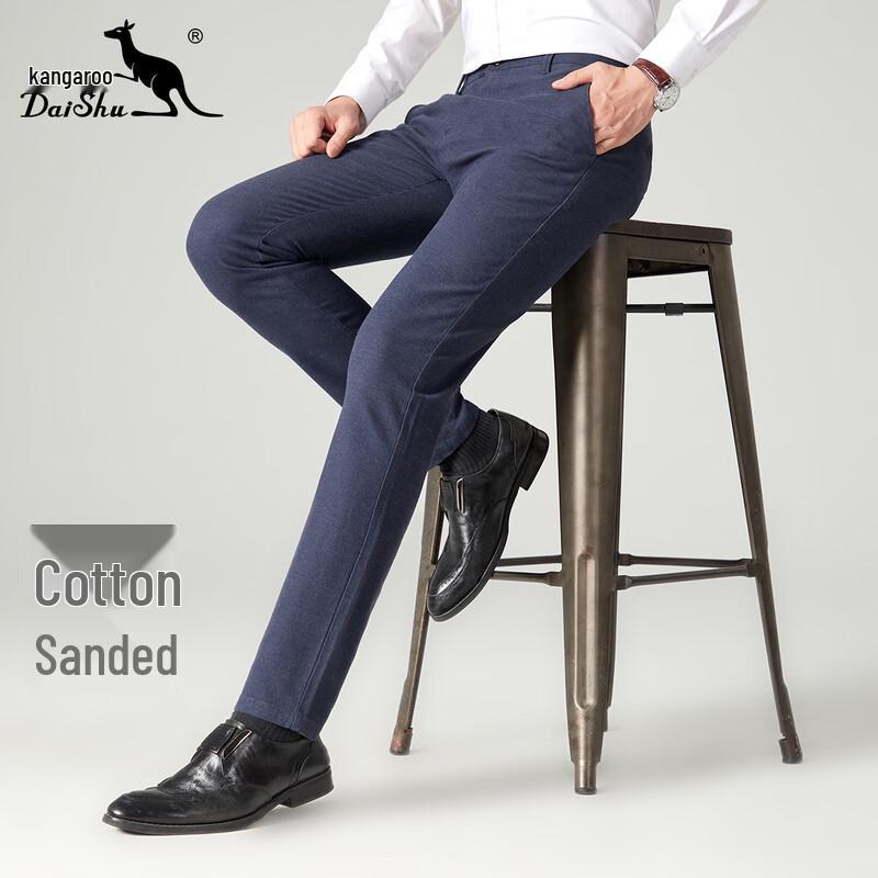 Men s Cotton Blend Straight Fit Business Casual Trousers 30