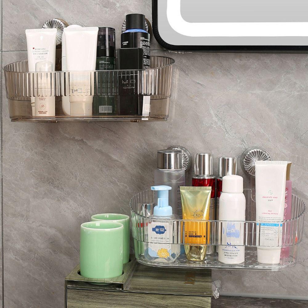 Transparent Suction Cup Storage Rack Removable Cosmetic Storage Box  Bathroom Accessories