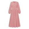 2024 Retro Puff Sleeve Dress: Elegant Solid Color Muslim Women's Clothing for Spring and Autumn