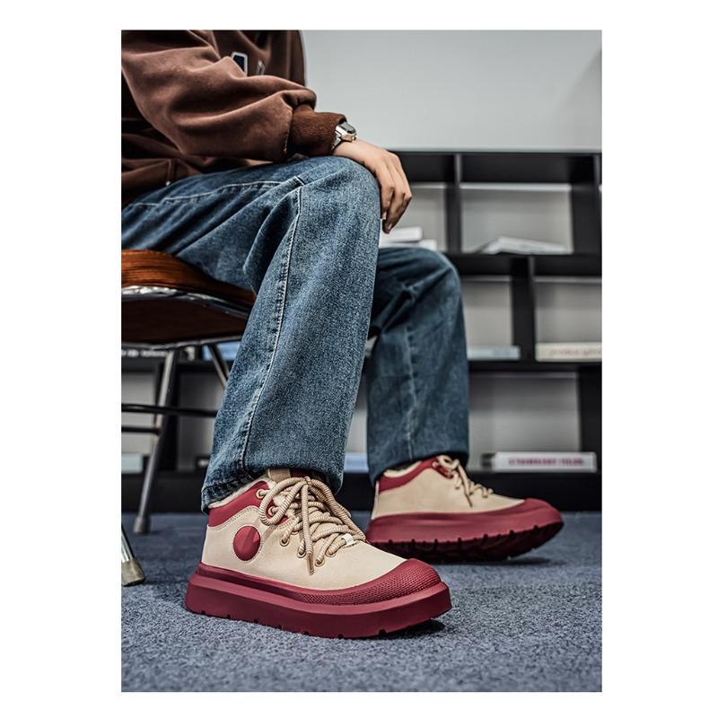 Mens Large Size Soft Sole Heightened Winter Warm Fur Snow Boots Padded Lined Ankle Boots Anti-slip Hiking Casual Sports Workwear Martin Boots