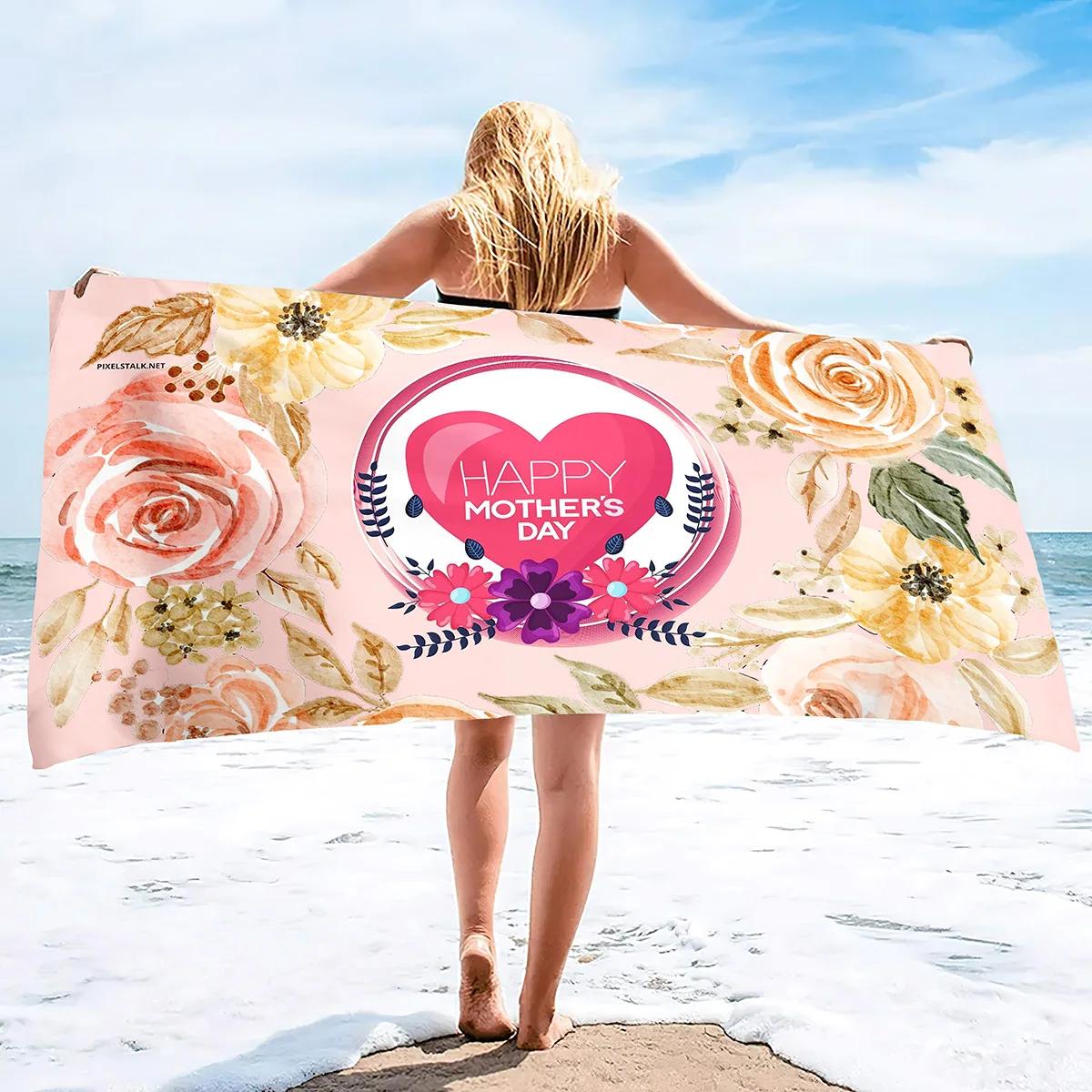 

Beach Towels Ultra Soft Highly Absorbent Pink Wave Heart Small Bath Towel Super Absorbent Sand Free Towels Mother s day Gift W30*H60(CM)