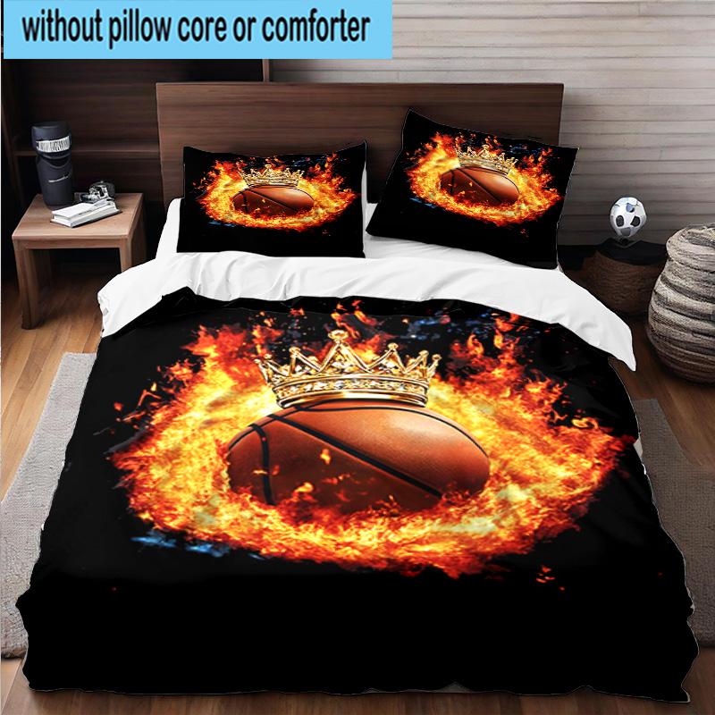 3PCS Basketball Crown Fire Sport 3pcs Bedding,Including 3PCS Duvet Cover And 2pcs Pillowcases Perfect for Christmas,Ideal for Bedroom, Dormitory
