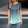 Women's Fashion Casual Gradient Print Top Short Sleeve Shirt Loose Jumper