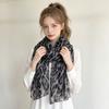Retro black and gold leopard print white silk scarf autumn and winter new fashion light luxury high temperament warm scarf shawl dual-purpose