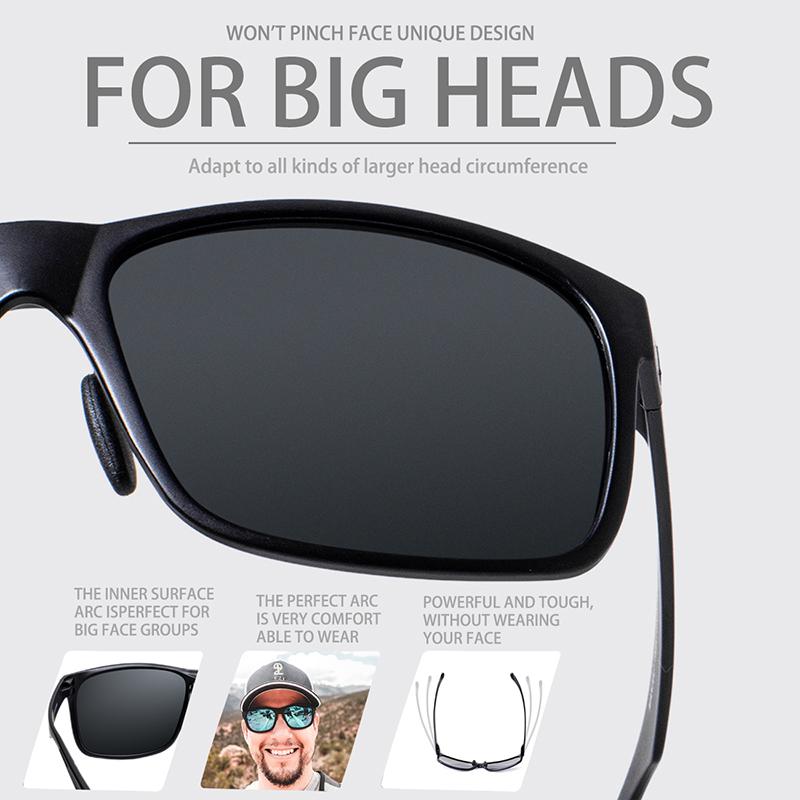 Maxjuli Square Oversized Sunglasses For Big Heads Men Retro Vintage Sun Glasses Uv Protection Fishing Eyewear 8105