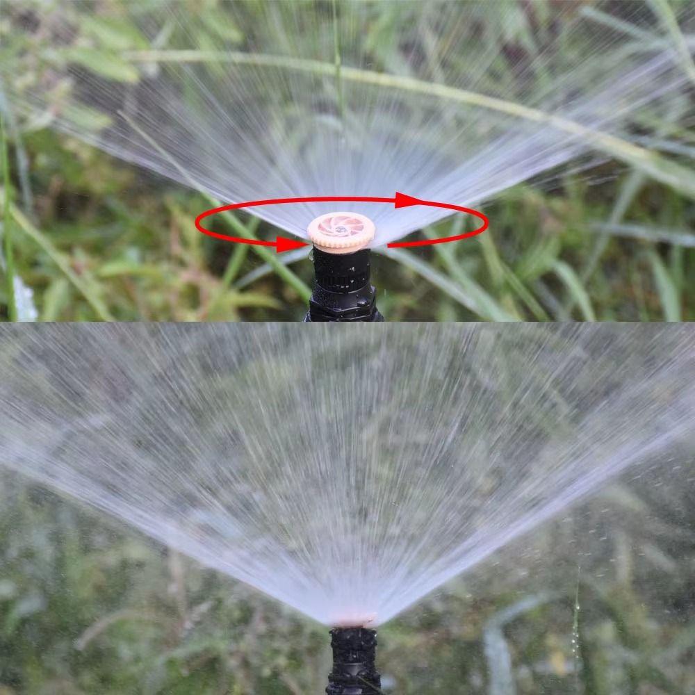 Irrigatore a spillo rotante a 360 gradi, doppio ugello, irrigatore da terra, irrigazione del giardino