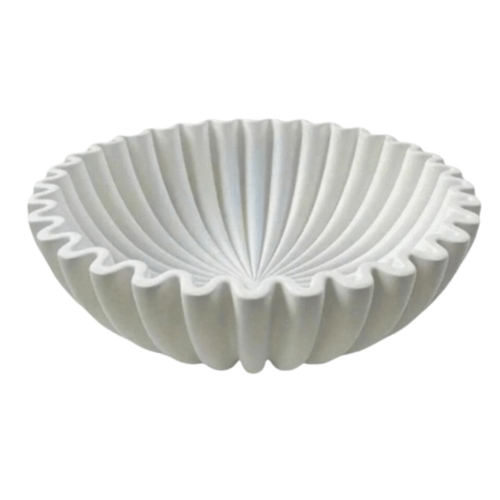 5.91x1.97in Ruffle Bowl White Scalloped Bowl Modern Key Tray Entryway Decor