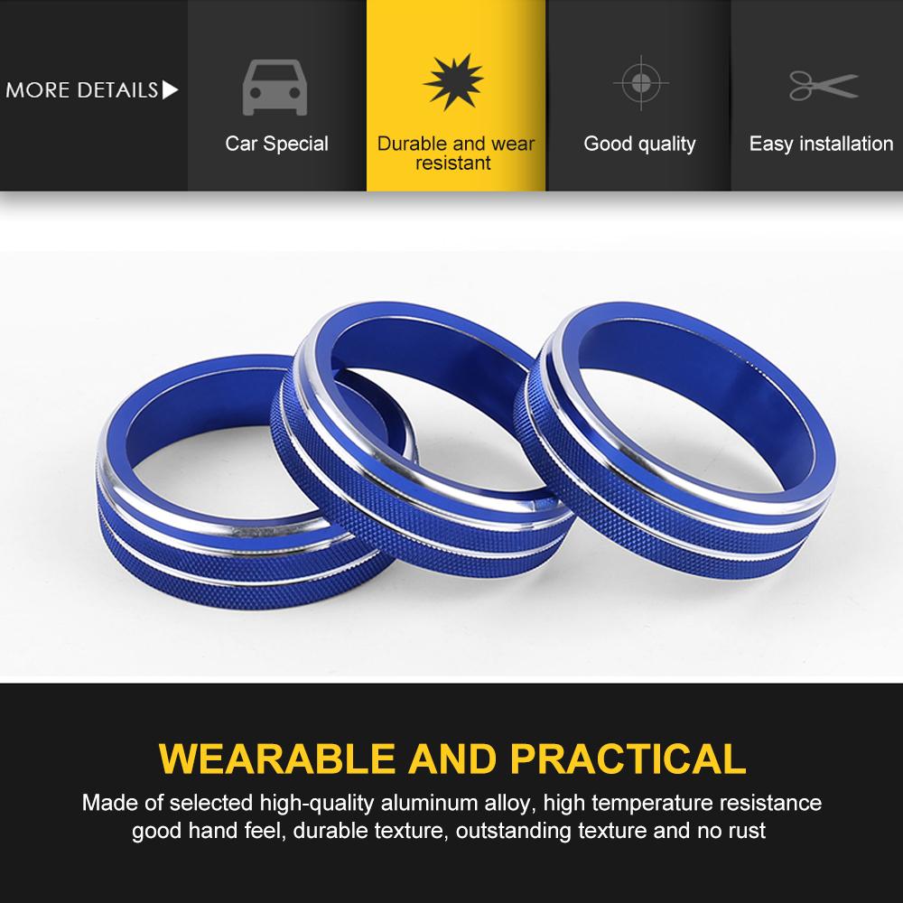 3Pcs Car AC Control Ring Auto Ignition Key Ring Switch Sticker for VW Tiguan Atlas T-roc Ateca FR Passat B8 Variant 2017-2019