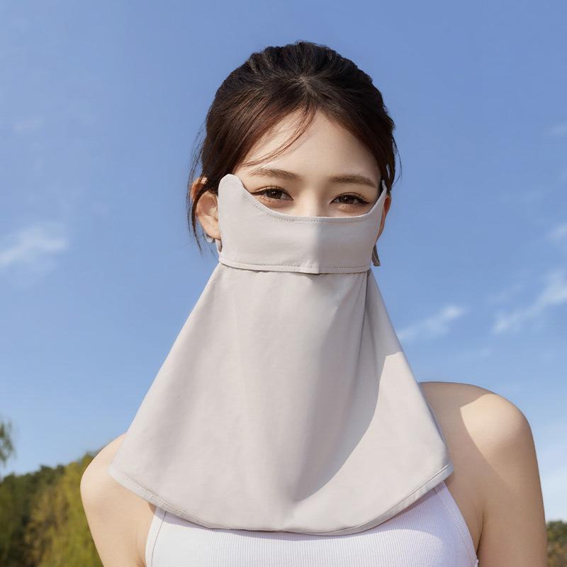 New Ice Silk Sun Protection Mask Upf50+ Full Face Anti-Uv Neck Scarf Dustproof 3D Breathable Sunshade Face Mask Outdoor 1Pc