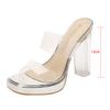 Leather Sheepskin Transparent High-heeled Sandals Women's 2025 New Waterproof Table with Crystal Heel Thick Heel Cool Slippers