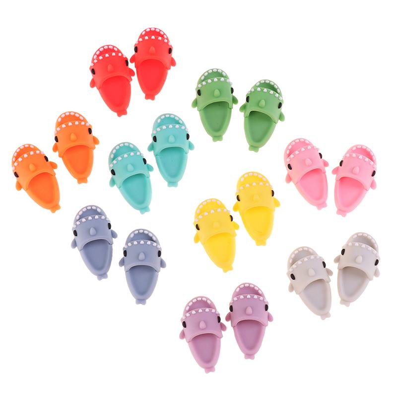1 Pair 1:12 Dollhouse Miniature Cute Shark Slippers Doll Shoes Suit For Ob11 1/12 Bjd Doll Gsc Dod, Ymy Doll
