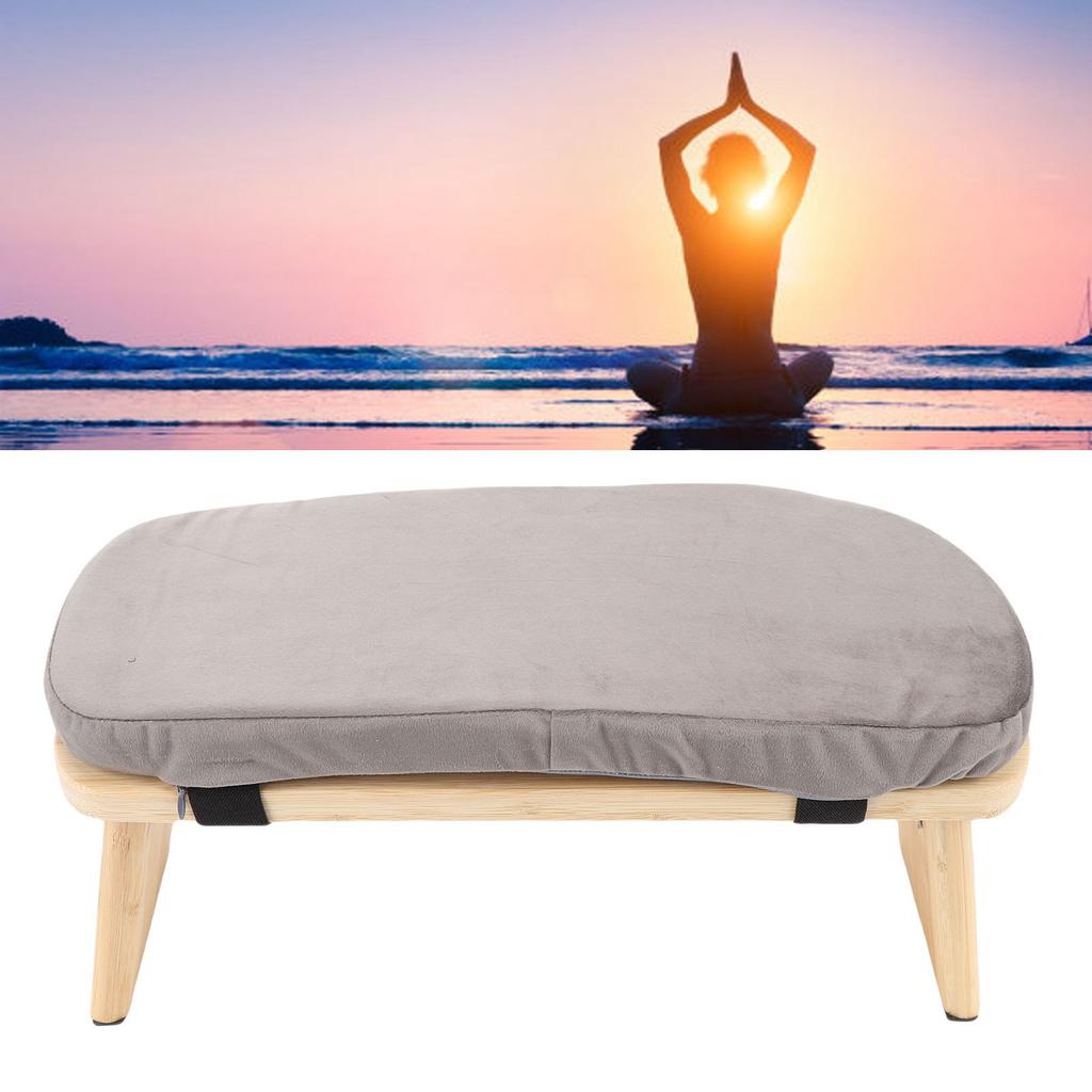 Wooden Meditation Bench Ergonomic Detachable Meditation Kneeling Stool Soft Cushion for   with Carry Bag