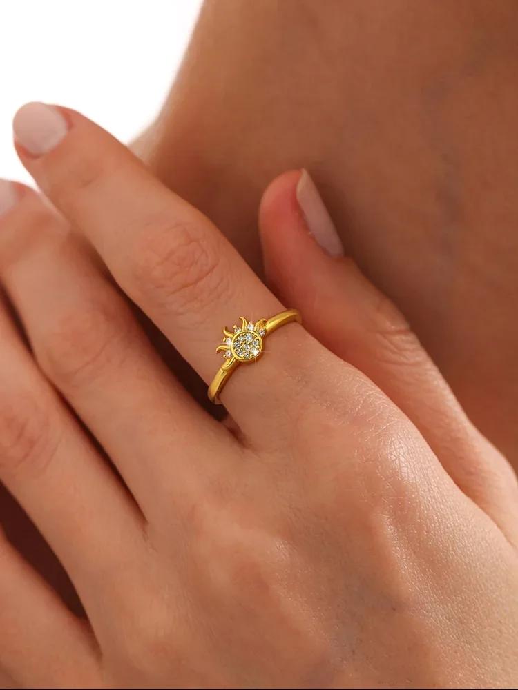 925 Sterling Silver Classic Sun Moon Zircon Ring Set For Women Engagement Wedding Party Fashion High Quality Fine Jewelry