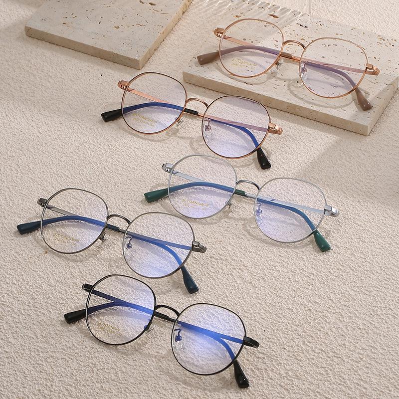 2023 Summer Ultra-Light Round Titanium Glasses with Thick Wide Rim for Myopia & Blue Light Protection - Style 2402