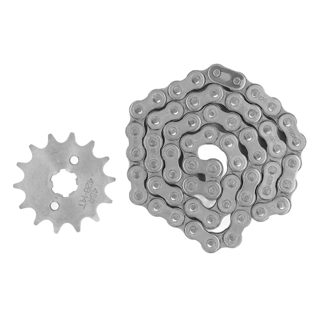 428 Chain Sprocket Set Steel 14T Front Motor Sprocket with 60 Links Drive Chain for 50cc 70cc 90cc 110cc Bikes Scooters